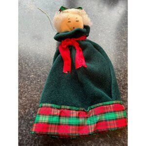 Vtg 1970's Detroit Artist Mary Ewald Pen & Ink Art Christmas Ornament Girl